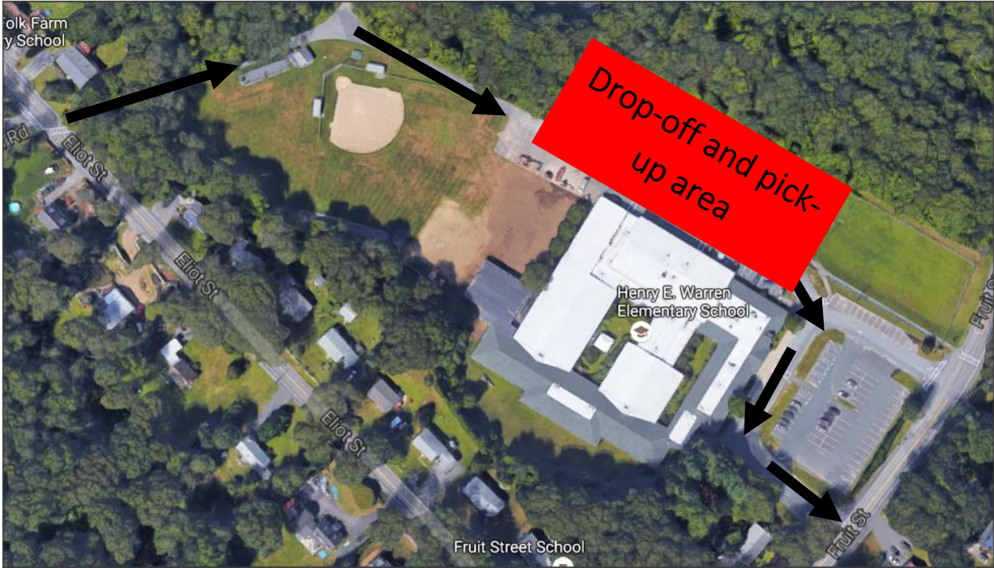 Map of Warren School parking lot area Map of Warren School parking lot area